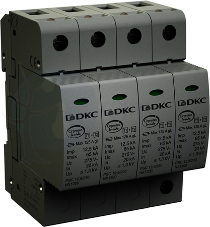 УЗИП, класс I+II, 2-полюсный, L-N-PE, 12,5кА (10/350) DKC ДКС NX1221