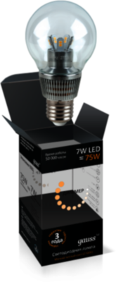 Лампа Gauss LED Globe-dim Crystal Clear 7W E27 2700K диммируемая 1/10/100