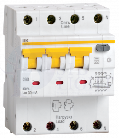 Автоматический выключатель дифференциального тока АВДТ34 C63 100мА IEK