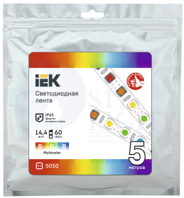 Лента светодиодная 5м LSR-5050RGB60-14,4-IP65-12В IEK