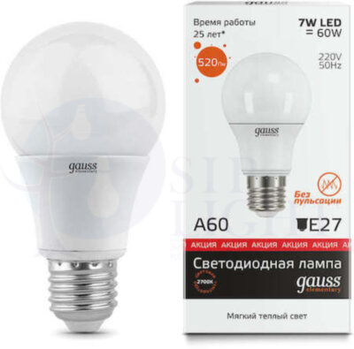 Лампа LED Elementary A60 7W E27 2700K 1/100 Gauss 23217A