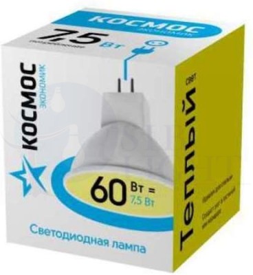 Лампа светодиодная LED BASIC JCDR 7.5Вт 220В GU5.3 3000К Космос LkecLED7.5wJCDRC30 КОСМОС LkecLED7.5wJCDRC30