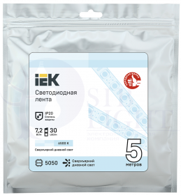 Лента светодиодная 5м LSR-5050W30-7,2-IP20-12В IEK