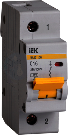 Автомат 1P 100А ВА47-100 (10 кА, C) IEK MVA40-1-100-C