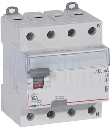 Выключатель дифференциального тока 4P 80А 100мА DX3 (тип А) Legrand 411772