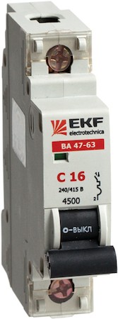 Автоматический выключатель ВА 47-63, 1P 5А (C) 4,5kA EKF mcb4763-1-05C