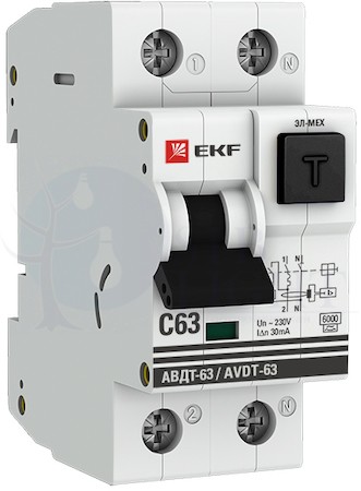 Дифференциальный автомат 1P+N 32А PROxima АВДТ-63 (тип A, 6 кА) EKF DA63-32-30e