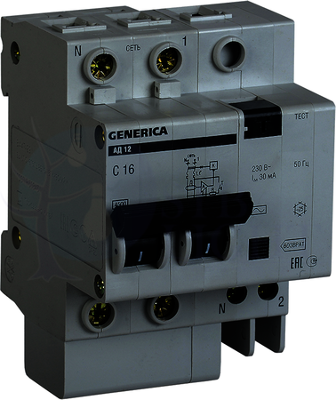 Дифференциальный автомат 2P 50А АД-12 (тип AC, 4.5 кА) IEK MAD15-2-050-C-030