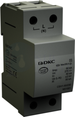 УЗИП, класс I, 1-полюсный, L-N, 50кА (10/350) DKC ДКС NX1001