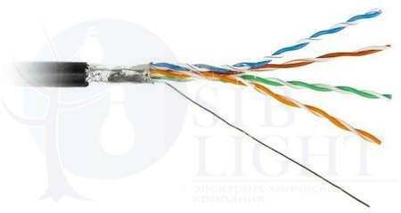 Кабель FTP 4-C5E-SOLID-OUTDOOR-40-500 витая пара экран. FTP (F/UTP) кат.5e 4х2х0.5 (24 AWG) ож (solid) экран-фольга для внешн. прокладки (+60град.C -40град.C) PE черн. (500м) (м) Hyperline 49110 Hyperline 49110