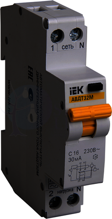 Дифференциальный автомат 1P+N 32А АВДТ32М (тип AC, 4.5 кА) IEK MAD32-5-032-C-30