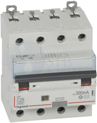 Дифференциальный автомат 4P 25А DX3 (тип AC, 10 кА) Legrand 411207