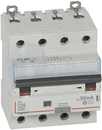 Дифференциальный автомат 4P 25А DX3 (тип AC, 10 кА) Legrand 411207