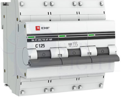 Автоматический выключатель 3P 40А (D) 10kA ВА 47-100 PROxima EKF mcb47100-3-40D-pro