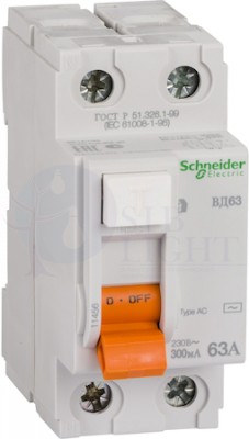 Выключатель дифференциального тока 2P 63А 300мА Домовой (тип AC) Schneider Electric 11456