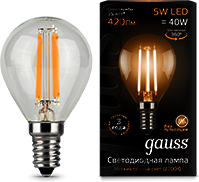 Лампа LED Filament Globe E14 5W 2700K 1/10/50 Gauss 105801105