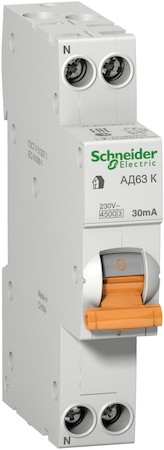 Дифференциальный автомат 1P+N 32А АД63 (тип AC, 4.5 кА) Schneider Electric 12525