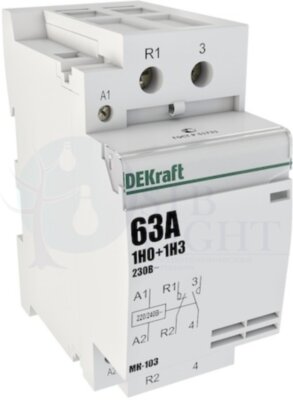 Модульный контактор 1НО+1НЗ 63А 230В МК-103 DEKraft 18086DEK