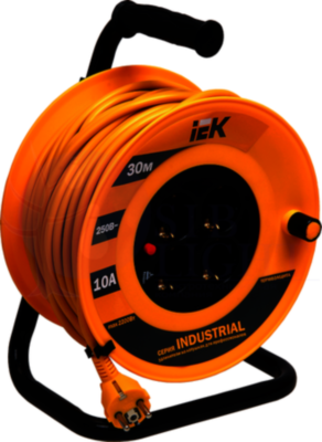 Катушка УК30 с т/з 4 места 2Р+PЕ/30м 3х1,0 мм2 "Industrial" IEK WKP14-10-04-30