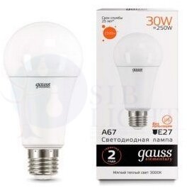 Лампа LED Elementary A67 30W E27 3000K 1/10/50 Gauss 73219