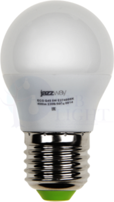 Лампа светодиодная PLED-ECO-G45 5Вт шар 4000К белый E27 400лм 220-240В 469060 Jazzway 1036988