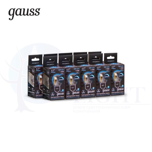 Лампа Gauss LED Filament Шар dimmable E27 5W 450lm 4100K 1/10/50