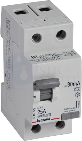 Выключатель дифференциального тока 2P 25А 0.03А RX3 (тип А) Legrand 402036