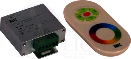 Контроллер с ПДУ радио (белый) RGB 3 канала 12В, 4А, 144Вт -eco IEK LSC2-RGB-144-RF-20-12-W