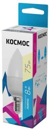 Лампа светодиодная LED CN 8Вт 220В E14 3000К Космос Lksm_LED8wCNE1430 КОСМОС Lksm_LED8wCNE1430