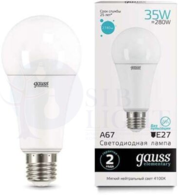 Лампа LED Elementary A67 35W E27 2670lm 3000K 1/10/50 Gauss 70215