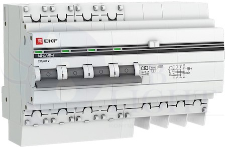 Дифференциальный автомат 4P 25А PROxima АД-4 (тип AC, 4.5 кА) EKF DA4-25-30-pro