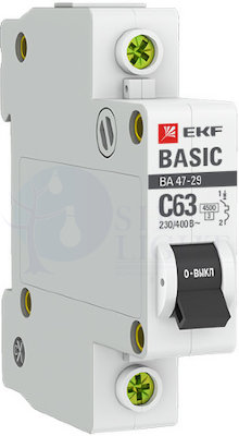 Выключатель автоматический модульный 1п C 63А 4.5кА ВА 47-29 Basic EKF mcb4729-1-63C