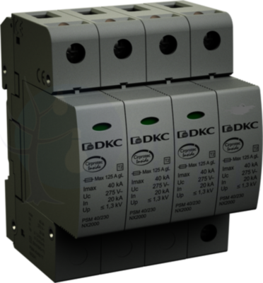 УЗИП, класс II, 2-полюсный, L-N-PE, 40кА (8/20), с уд. контролем DKC ДКС NX2022