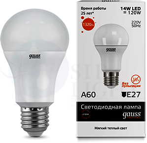 Лампа Gauss Elementary LED A60 14W E27 2700K 1/10/40