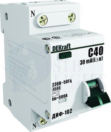 Дифференциальный автомат 1P+N 32А ДИФ-102 (тип AC, 4.5 кА) DEKraft 16006DEK