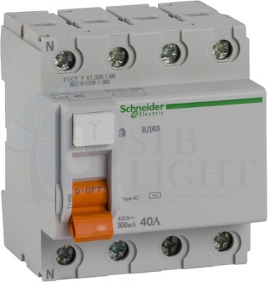 Выключатель дифференциального тока 4P 40А 300мА Домовой (тип AC) Schneider Electric 11465