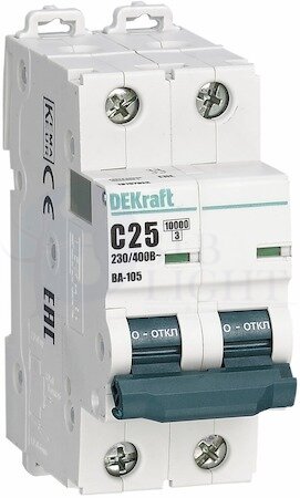 Авт. выкл. 2P B кривая 32A 10кА ВА-105 DEKraft 13120DEK