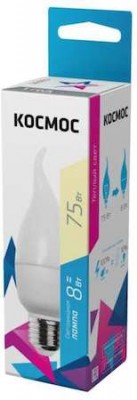 Лампа светодиодная LED CW 8Вт 220В E27 3000К Космос Lksm_LED8wCWE2730 КОСМОС Lksm_LED8wCWE2730