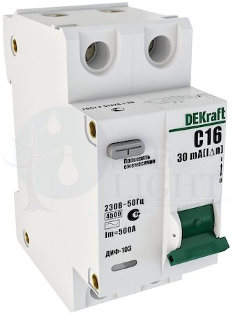 Дифференциальный автомат 1P+N 32А ДИФ-103 (тип AC, 4.5 кА) DEKraft 16016DEK