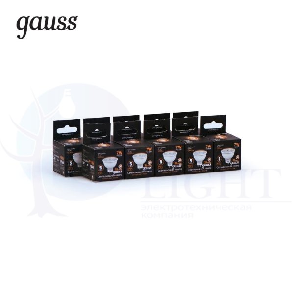Лампа Gauss LED MR16 GU5.3 7W 600lm 3000K 1/10/100