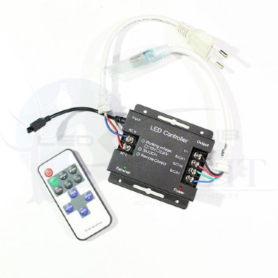 Контроллер LS для одноцветной ленты SMD 5050 (220V) с RF радио пультом 11 кнопок, 1200W (до 84 м)