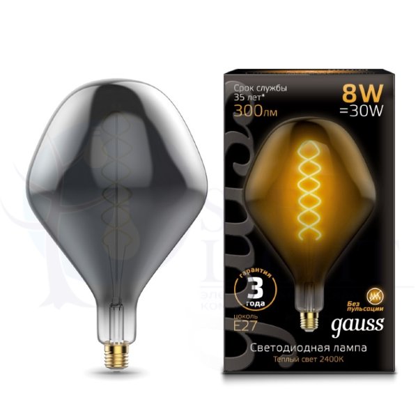 Лампа Gauss LED Vintage Filament Flexible SD160 8W E27 160*270mm Gray 2400K 1/6