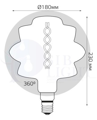Лампа Gauss LED Vintage Filament Flexible BD180 8W E27 180*250mm Amber 2400K 1/4